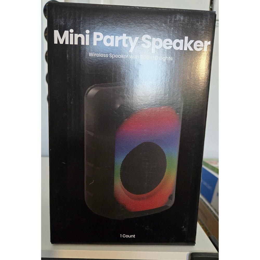 Chug Inc Mini Party Speaker Wireless RGB LED Lights Bluetooth Phone Holder Black